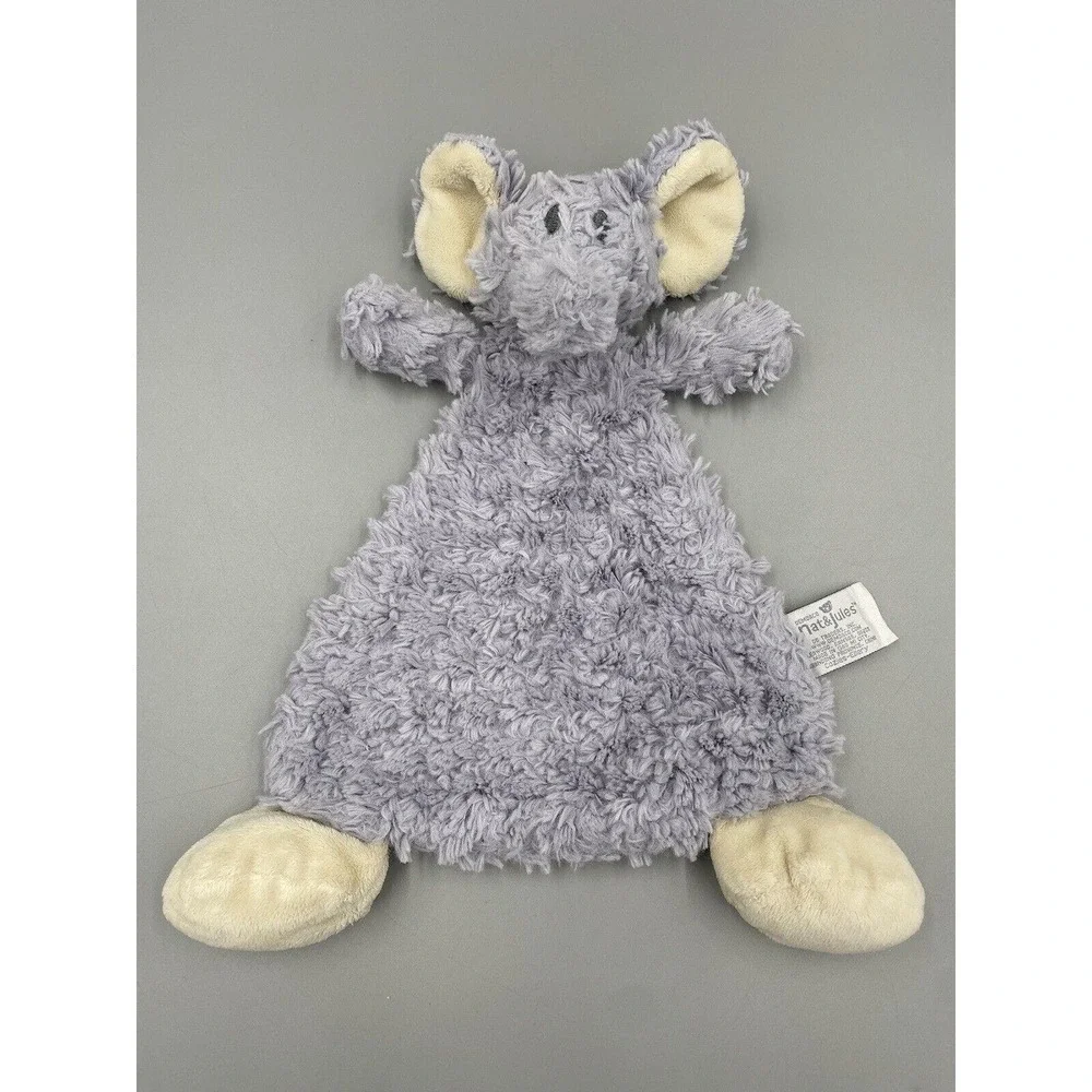 Nat Jules Gray Elephant Lovey Rattle Plush Baby Security Blanket Soft Snuggler
